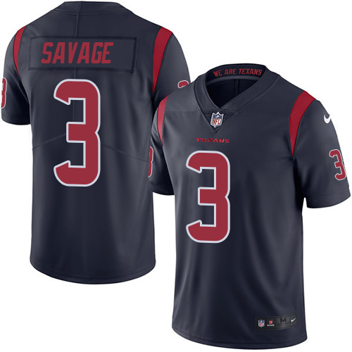 Texans #3 Tom Savage Navy Blue Stitched Limited Rush Nike Jersey
