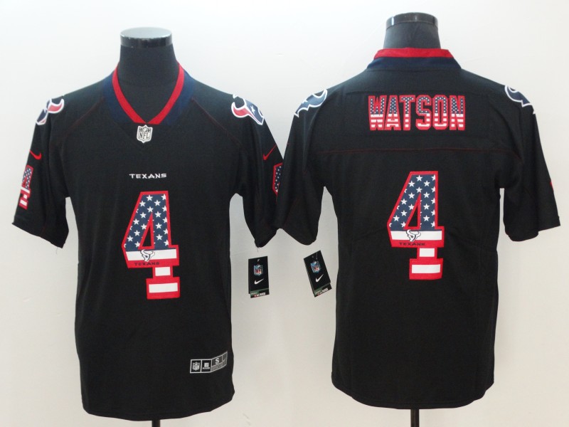 Texans #4 Deshaun Watson 2018 Black USA Flag Color Rush Limited Fashion Stitched Jersey