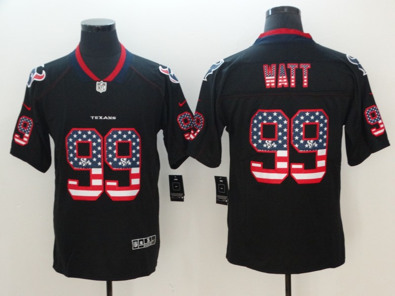 Texans #99 Watt 2018 Black USA Flag Color Rush Limited Fashion Stitched Jersey