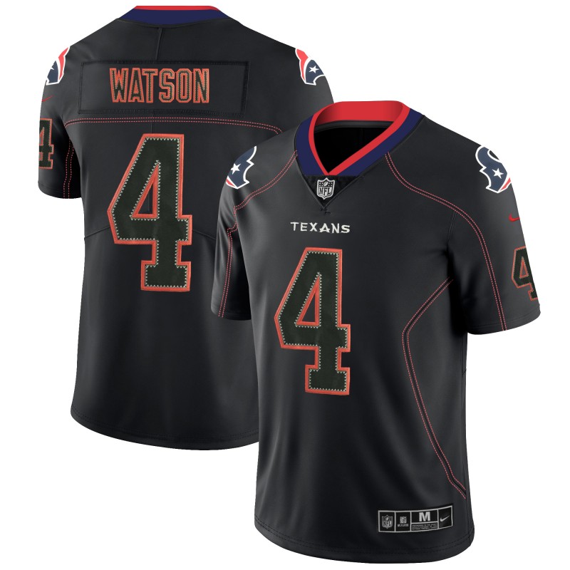 Texans #4 Deshaun Watson 2018 Lights Out Black Color Rush Limited Jersey