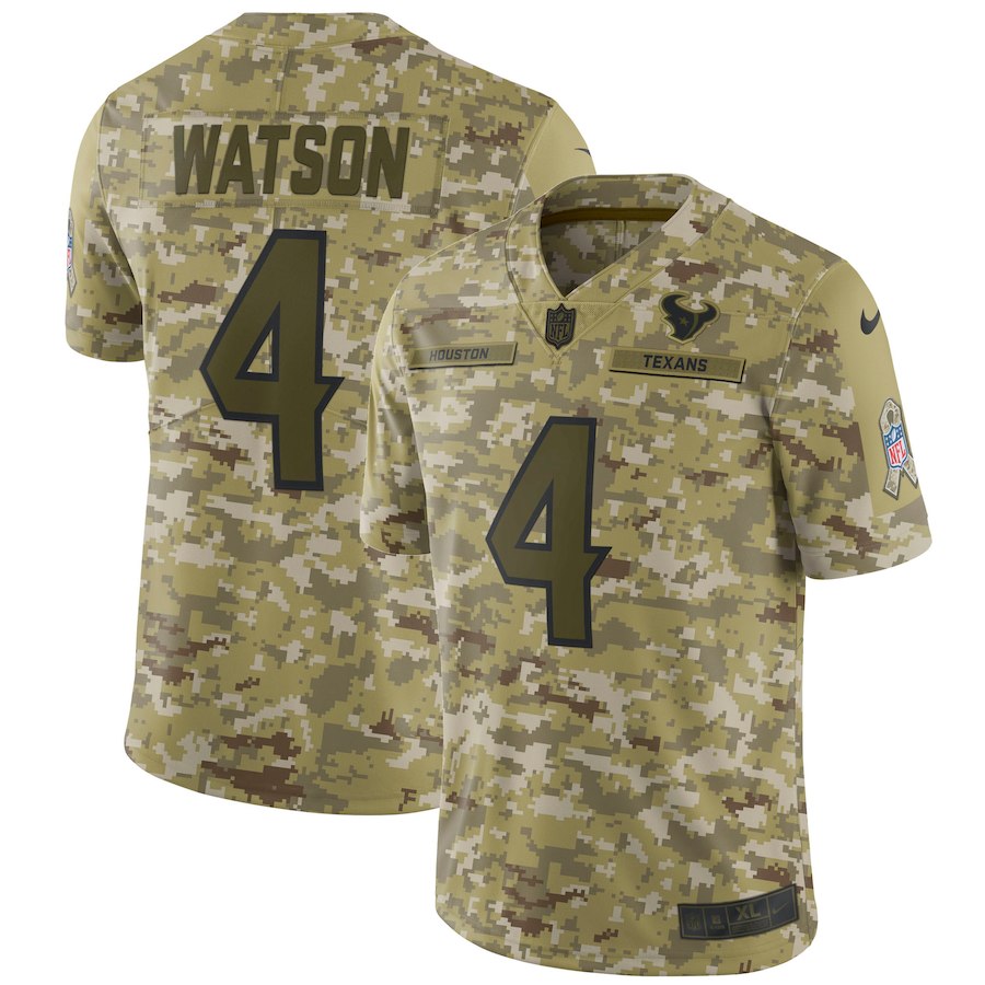 Texans #4 Deshaun Watson 2018 Camo Salute To Service Limited Stitched Jersey