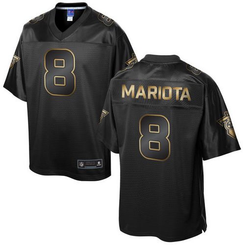 Titans #8 Marcus Mariota Pro Line Black Gold Collection Stitched Game Nike Jersey