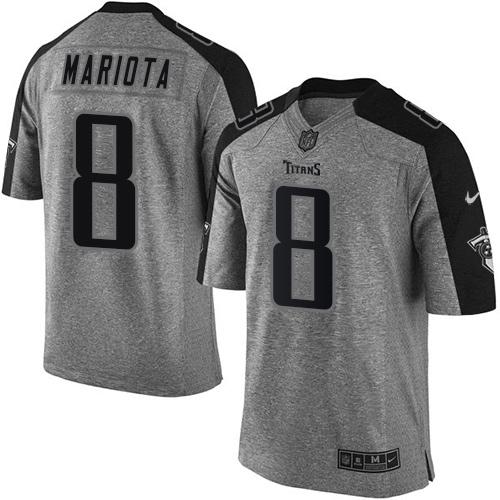 Titans #8 Marcus Mariota Gray Stitched Limited Gridiron Gray Nike Jersey