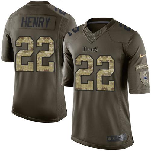Titans #22 Derrick Henry Green Stitched Limited Salute To Service Nike Jersey