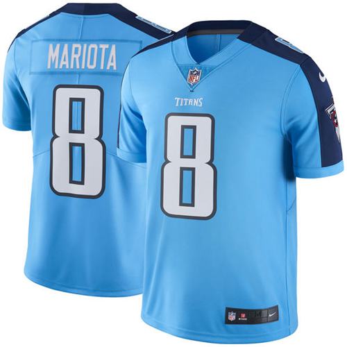 Titans #8 Marcus Mariota Light Blue Stitched Limited Rush Nike Jersey