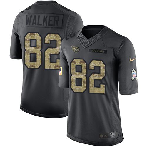 Titans #82 Delanie Walker Black Stitched Limited 2016 Salute To Service Nike Jersey