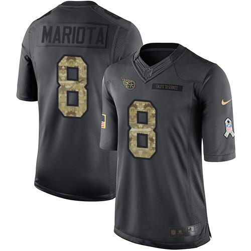 Titans #8 Marcus Mariota Black Stitched Limited 2016 Salute To Service Nike Jersey