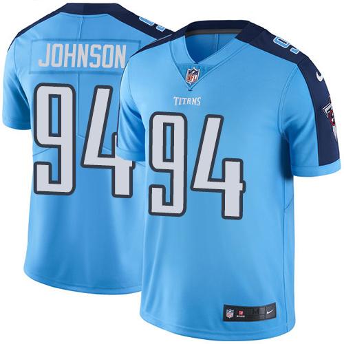 Titans #94 Austin Johnson Light Blue Stitched Limited Rush Nike Jersey