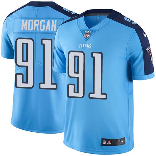 Titans #91 Derrick Morgan Light Blue Stitched Limited Rush Nike Jersey