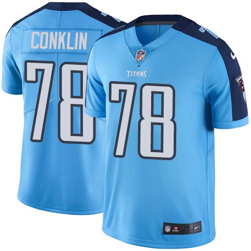Titans #78 Jack Conklin Light Blue Stitched Limited Rush Nike Jersey