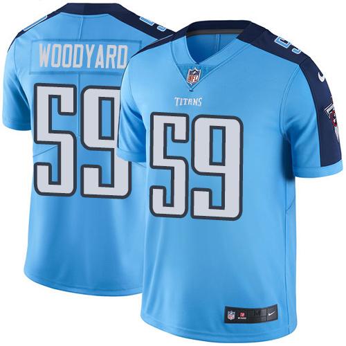 Titans #59 Wesley Woodyard Light Blue Stitched Limited Rush Nike Jersey