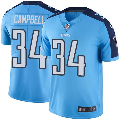 Titans #34 Earl Campbell Light Blue Stitched Limited Rush Nike Jersey