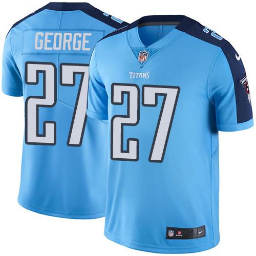 Titans #27 Eddie George Light Blue Stitched Limited Rush Nike Jersey