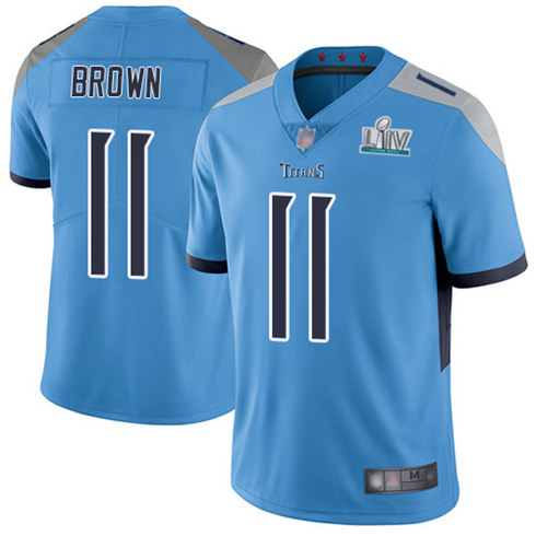Titans #11 A.J. Brown Super Bowl LIV Blue Vapor Untouchable Limited Stitched Jersey
