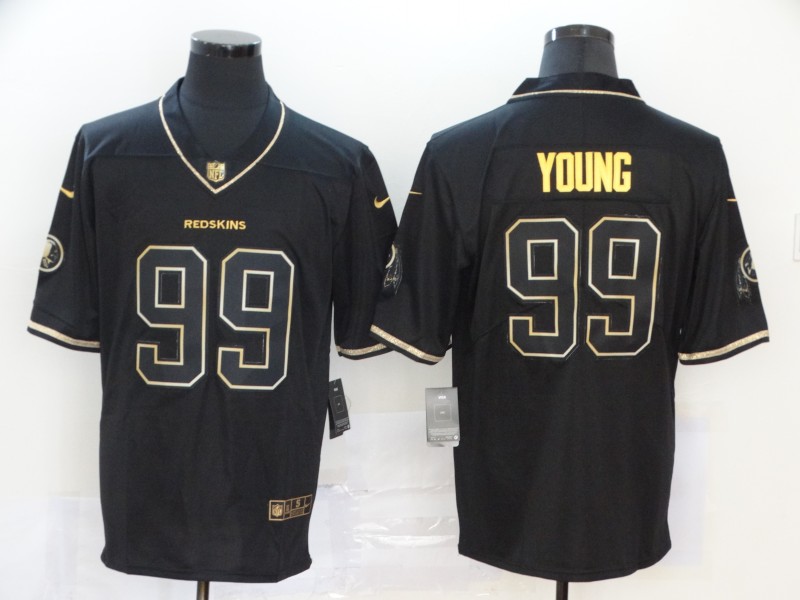 Washington Redskins #99 Chase Young Black Golden Stitched Jersey