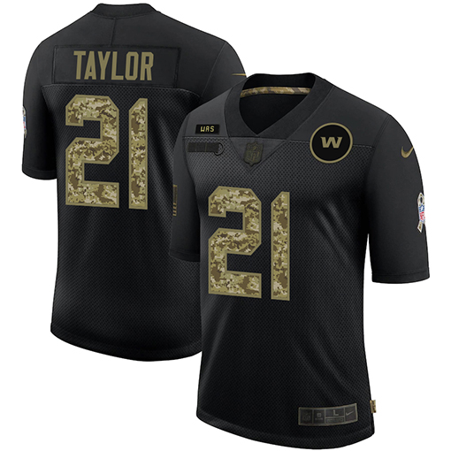 Washington Football Team #21 Sean Taylor 2020 Black Camo Salute To Service Limited Stitched Jersey