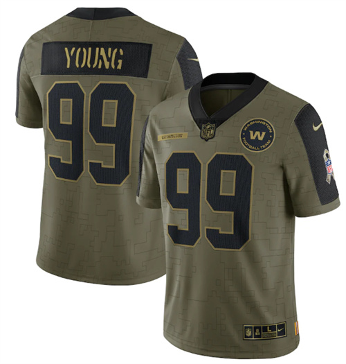 Washington Football Team #99 Chase Young 2021 Olive Salute To Service Limited Stitched Jersey