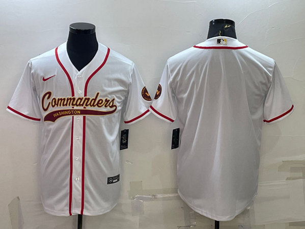 Washington Commanders Blank White With Patch Cool Base Stitched Baseball Jersey