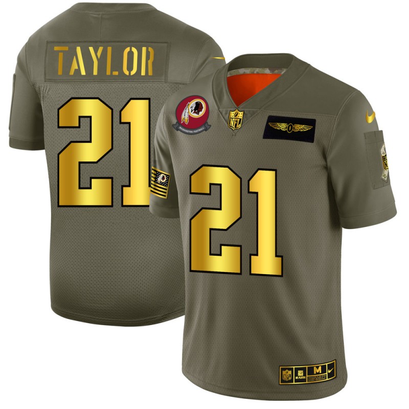 Washington Redskins #21 Sean Taylor 2019 Olive Gold Salute To Service Limited Stitched Jersey