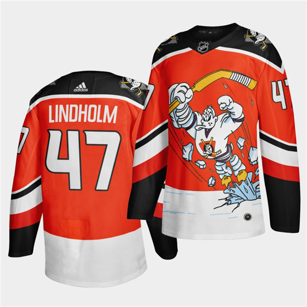Anaheim Ducks #47 Hampus Lindholm 2020 21 Orange Reverse Retro Stitched Jersey