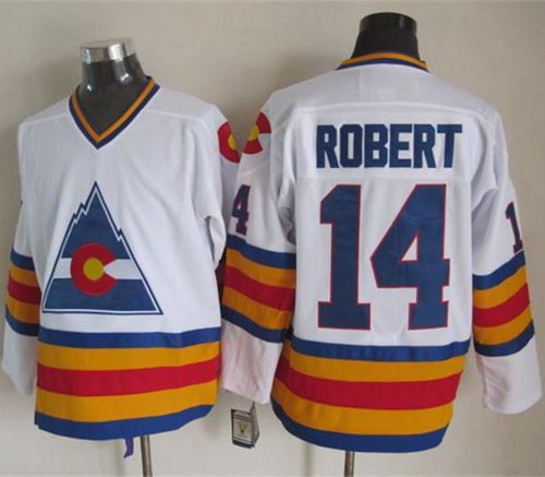 Avalanche #14 Rene Robert White CCM Throwback Stitched Jersey