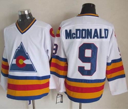 Avalanche #9 Lanny McDonald White CCM Throwback Stitched Jersey