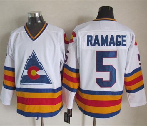 Avalanche #5 Rob Ramage White CCM Throwback Stitched Jersey