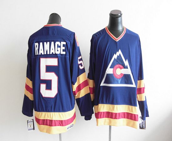 Avalanche CCM Throwback #5 Rob Ramage Blue Stitched Jersey