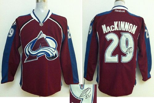 Avalanche #29 Nathan MacKinnon Red Autographed Stitched Jersey