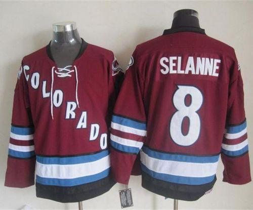 Avalanche #8 Teemu Selanne Red CCM Throwback Stitched Jersey