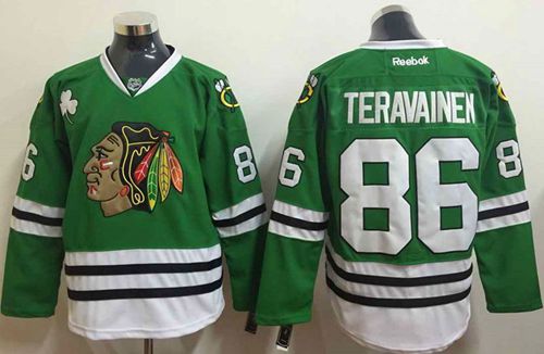 Blackhawks #86 Teuvo Teravainen Green Stitched Jersey