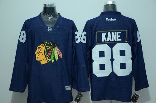 Blackhawks #88 Patrick Kane Navy Blue Denim Stitched Jersey