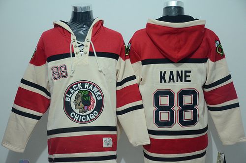 Blackhawks #88 Patrick Kane Cream Sawyer Hooded Sweatshirt Stitched Jersey