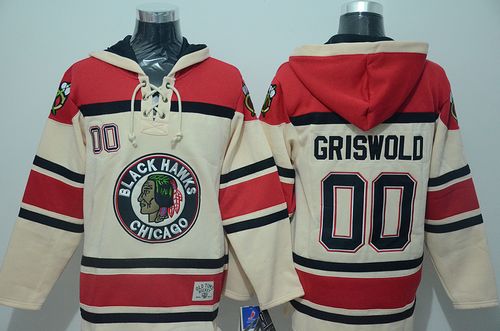 Blackhawks #00 Clark Griswold Cream Sawyer Hooded Sweatshirt Stitched Jersey