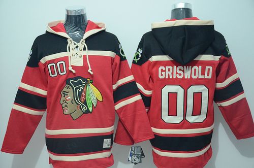 Blackhawks #00 Clark Griswold Red Sawyer Hooded Sweatshirt Stitched Jersey