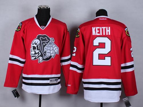 Blackhawks #2 Duncan Keith Red(White Skull) Stitched Jersey