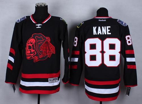 Blackhawks #88 Patrick Kane Black(Red Skull) 2014 Stadium Series Stitched Jersey