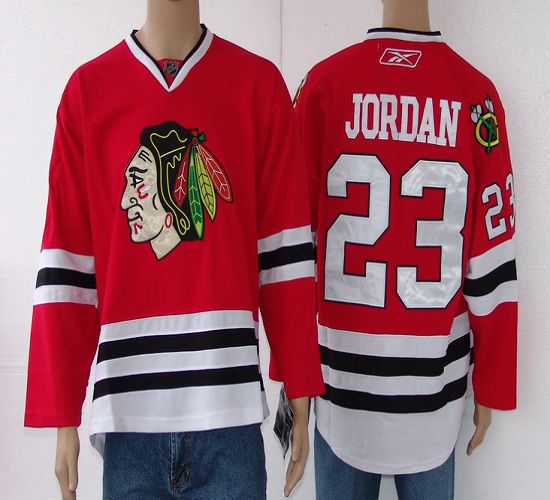Blackhawks #23 Jordan Red Stitched Jersey