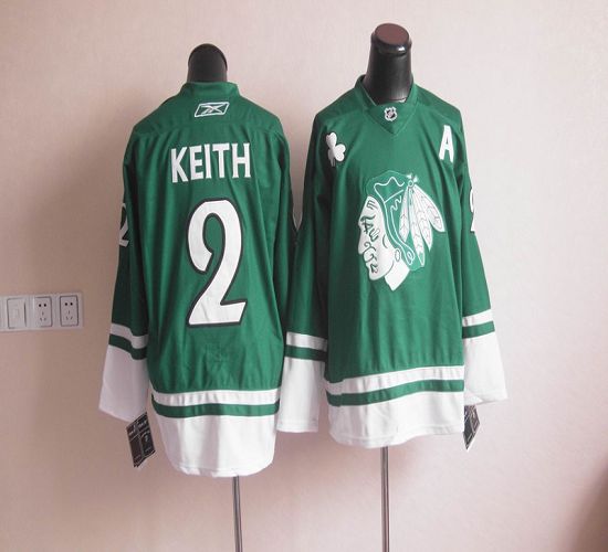 Blackhawks St Patty's Day #2 Duncan Keith Green Stitched Jersey