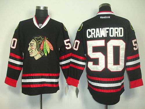 Blackhawks #50 Corey Crawford Black Stitched Jersey