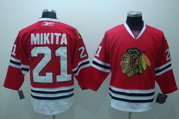 Blackhawks #21 Stan Mikita Stitched Red Jersey