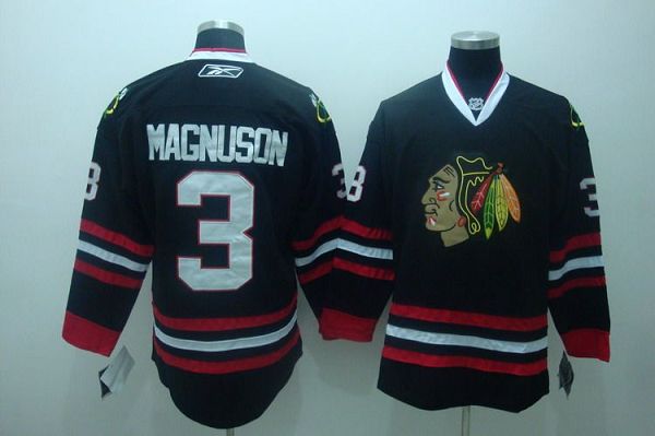 Blackhawks #3 Keith Magnuson Stitched Black Jersey