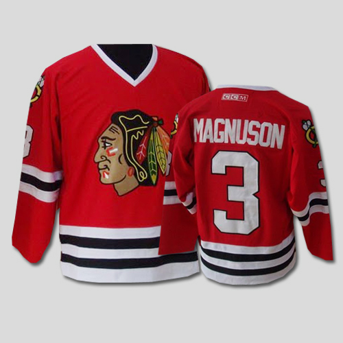 Blackhawks #3 Keith Magnuson CCM Throwback Stitched Red Jersey