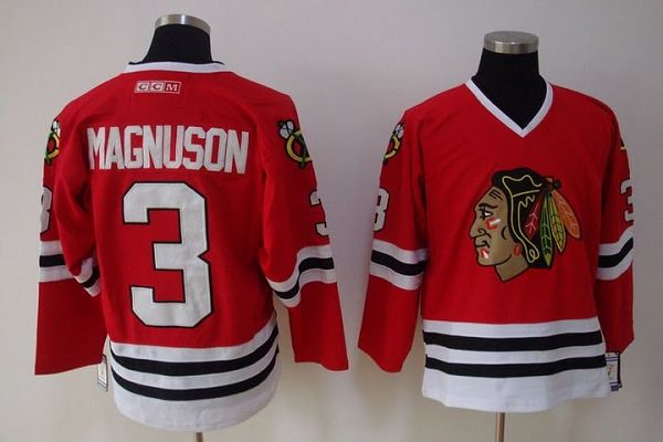 Blackhawks #3 Keith Magnuson Stitched Red Jersey