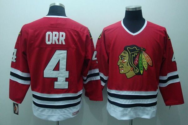Blackhawks #4 Bobby Orr Stitched Red CCM Throwback Jersey