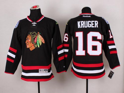 Blackhawks #16 Marcus Kruger Black 2014 Stadium Series Stitched Jersey