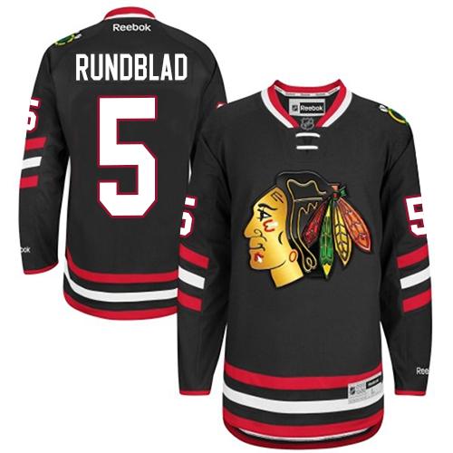 Blackhawks #5 David Rundblad Black 2014 Stadium Series Stitched Jersey