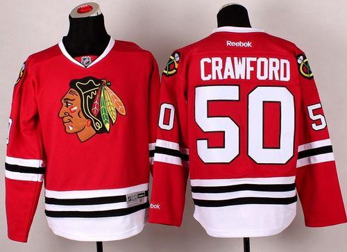 Blackhawks #50 Corey Crawford Red Stitched Jersey