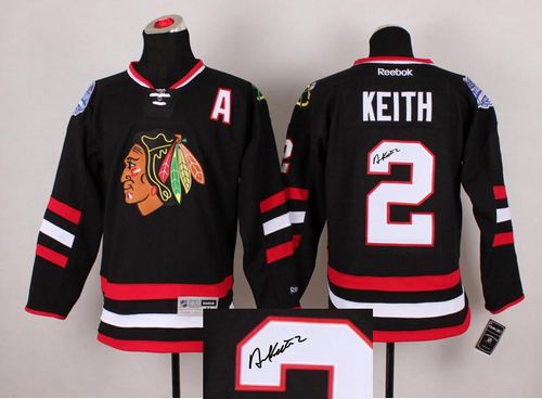 Blackhawks #2 Duncan Keith Black Autographed Stitched Jersey