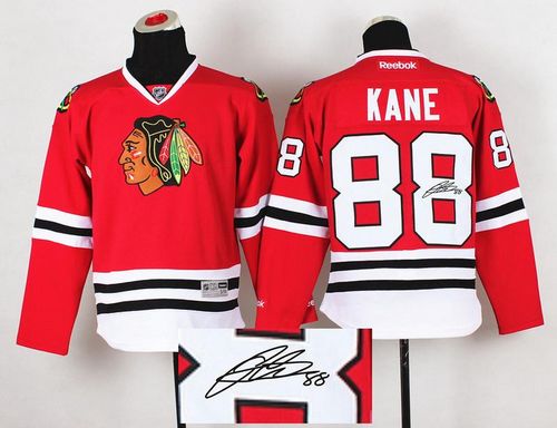 Blackhawks #88 Patrick Kane Red Autographed Stitched Jersey
